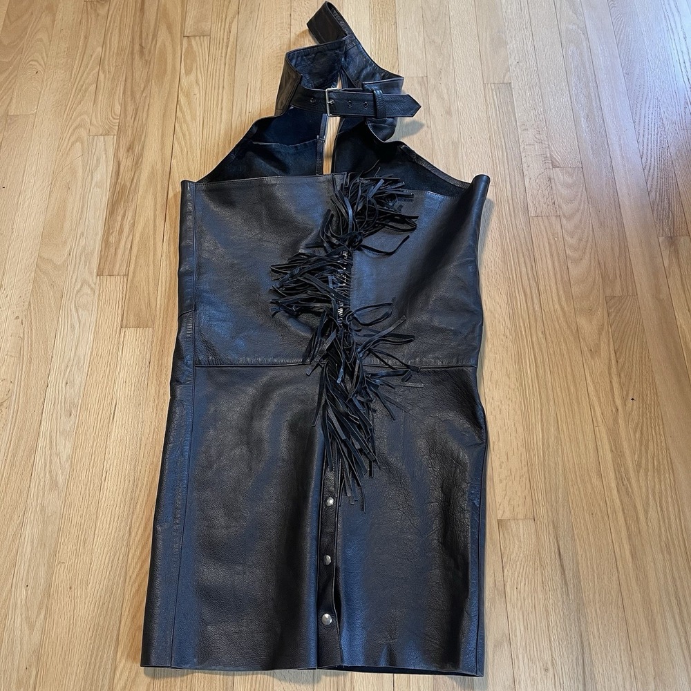 Oakton Motorcycle Leather Chaps Pants Size Medium Genuine Leather Pro-Ride